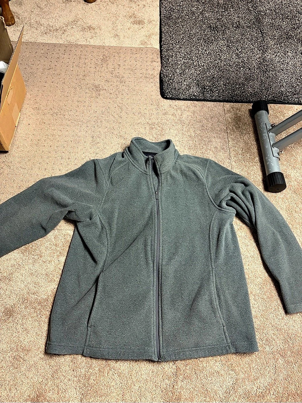 Lands' End Women's Full-Zip Mid-Weight Fleece Jacket Gray XL